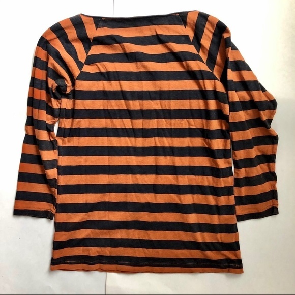J. Crew 3/4 Sleeve Striped Burnt Orange Tee Small - Picture 8 of 8
